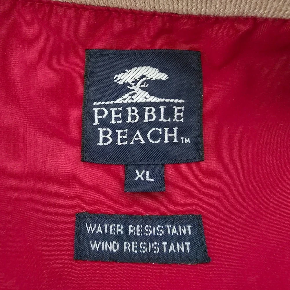 Pebble Beach Windbreaker Mens XL Red Golf Pullover Water Resistant Short Sleeve